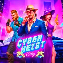 Ficha de Cyberheist City: ciudad nocturna de neón con una caja fuerte abierta