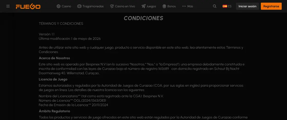 Bloque de condiciones donde figuran la espera desde el primer depósito y el porcentaje que hay que haber apostado